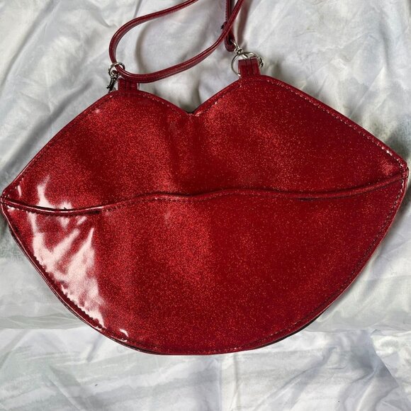 Large SPARKLE LIPS MAKEUP TOOL BRUSH Case Holder Shoulder Carry Bag - Picture 6 of 6